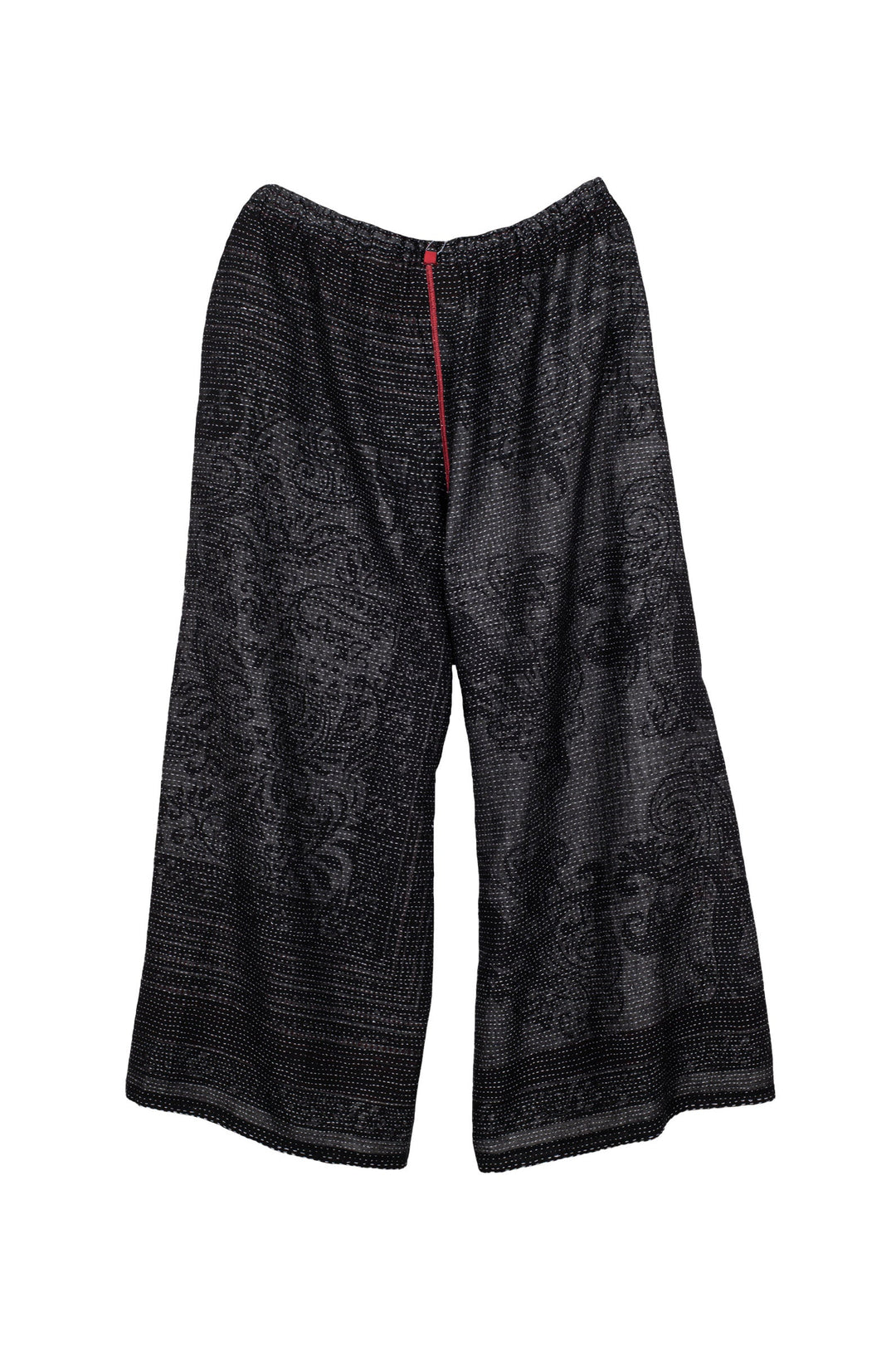 COTTON PAISLEY KANTHA DRAW STRING GAUCHO - cp2627-wht -