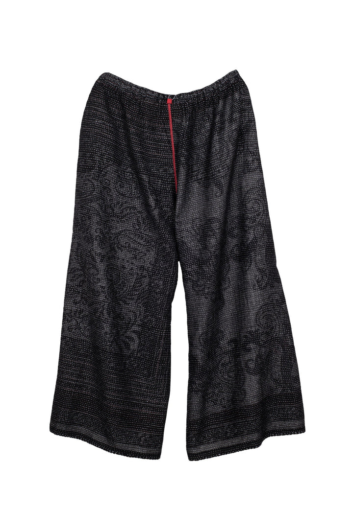 COTTON PAISLEY KANTHA DRAW STRING GAUCHO - cp2627-wht -