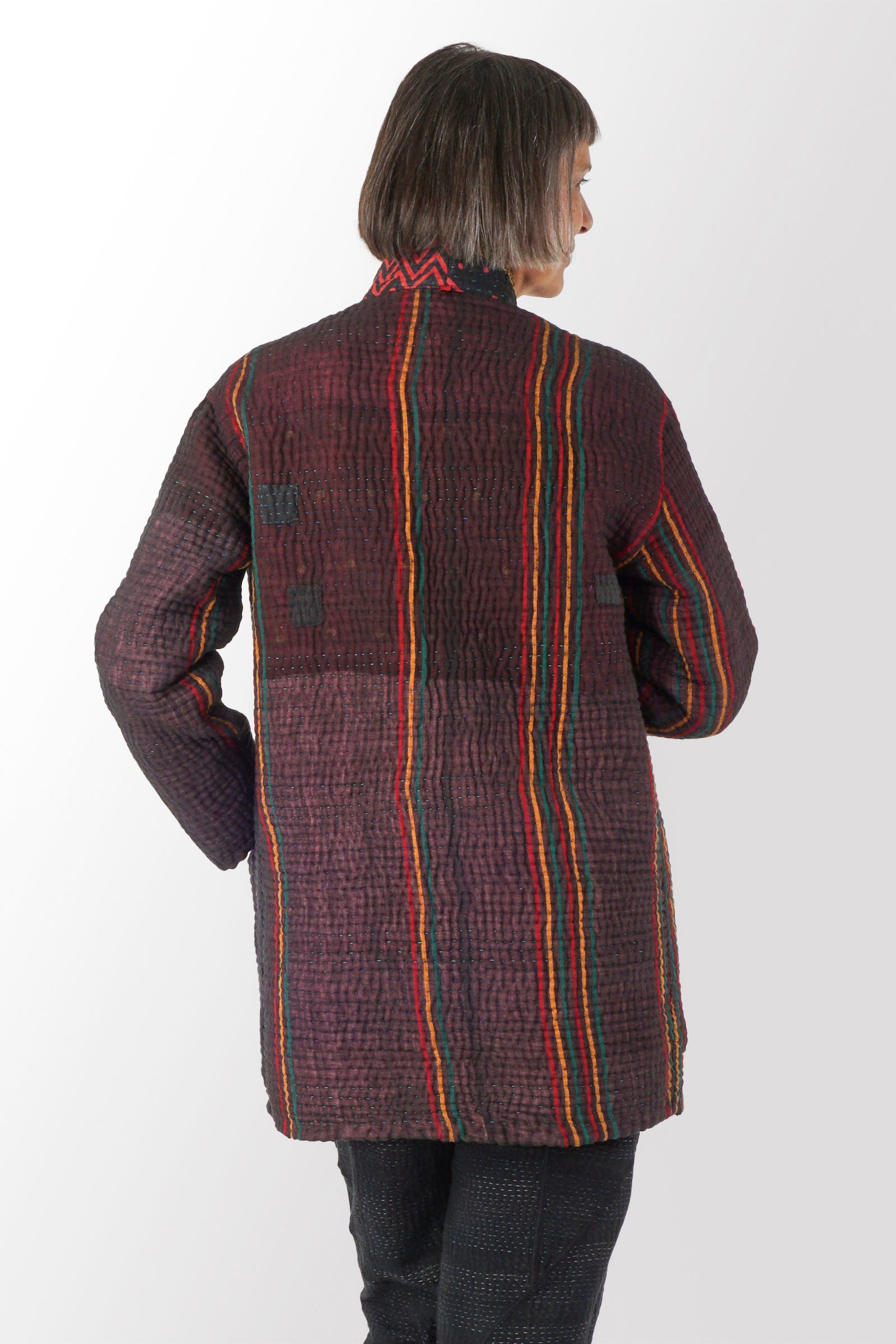 QUILTED VINTAGE COTTON KANTHA MEN'S JACKET - cq5041-0001m