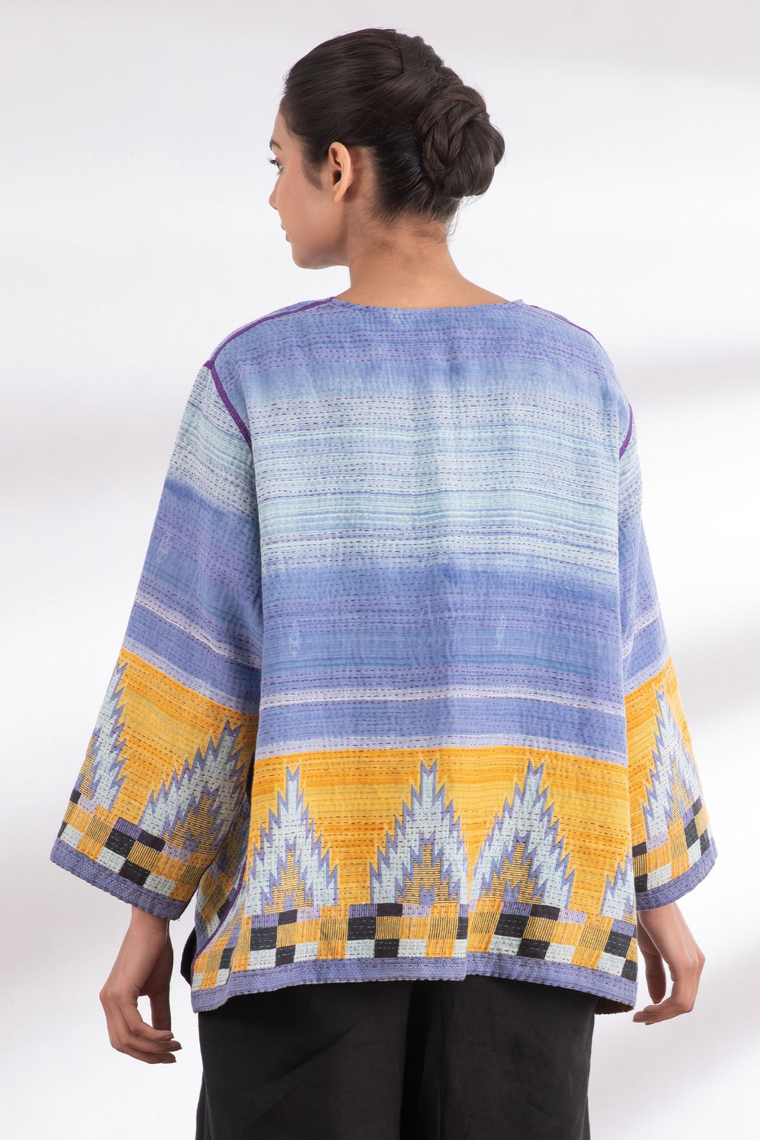 VINTAGE COTTON KANTHA A-LINE SHORT JKT - cv2019-0017a -