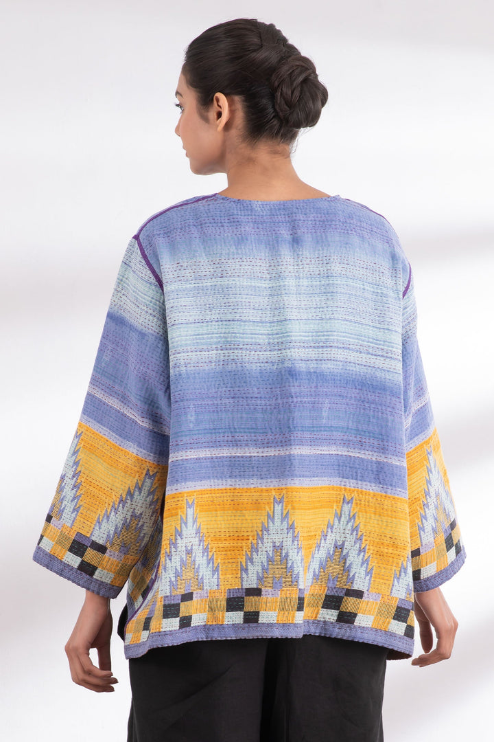 VINTAGE COTTON KANTHA A-LINE SHORT JKT - cv2019-0017a -