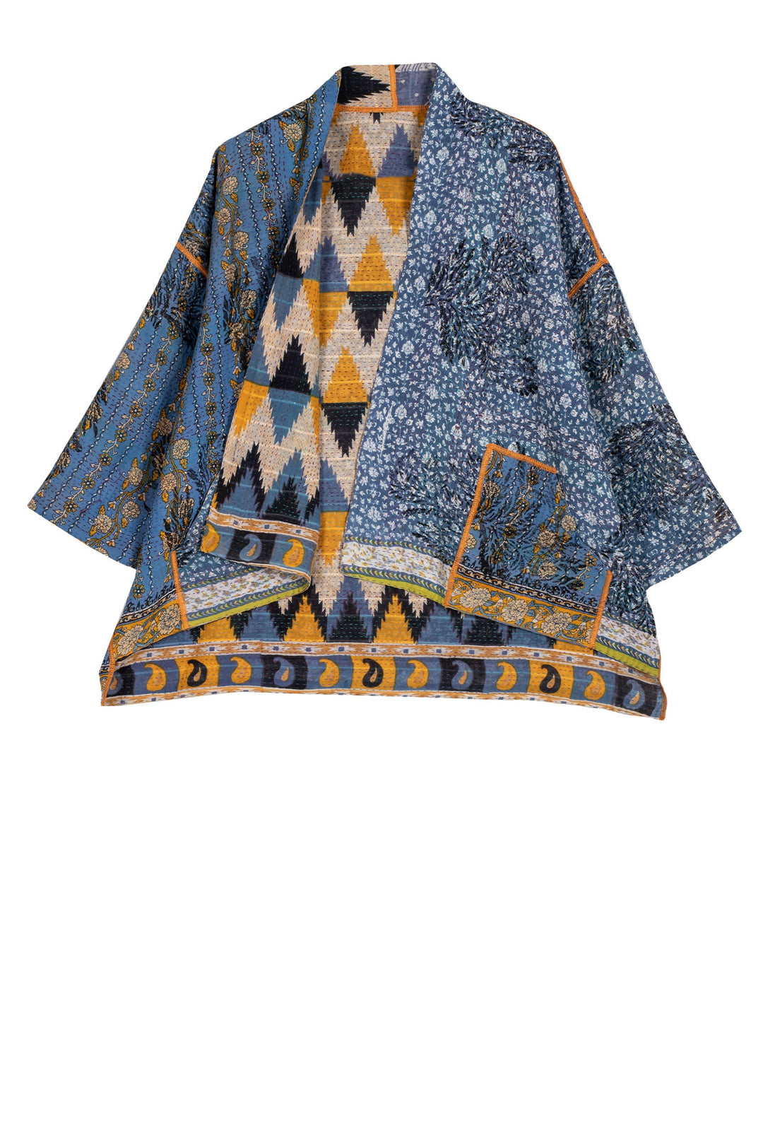 VINTAGE COTTON KANTHA MINI KIMONO JKT - cv2055-0013a -