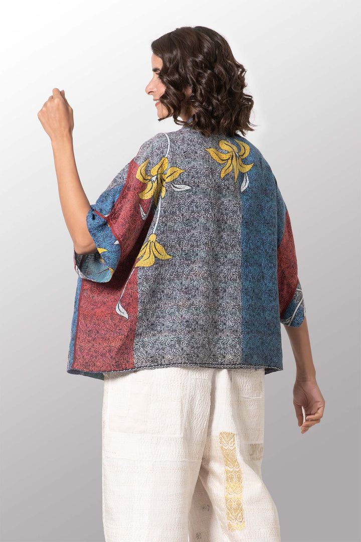 VINTAGE COTTON KANTHA MINI PONCHO - cv2060-0003a -