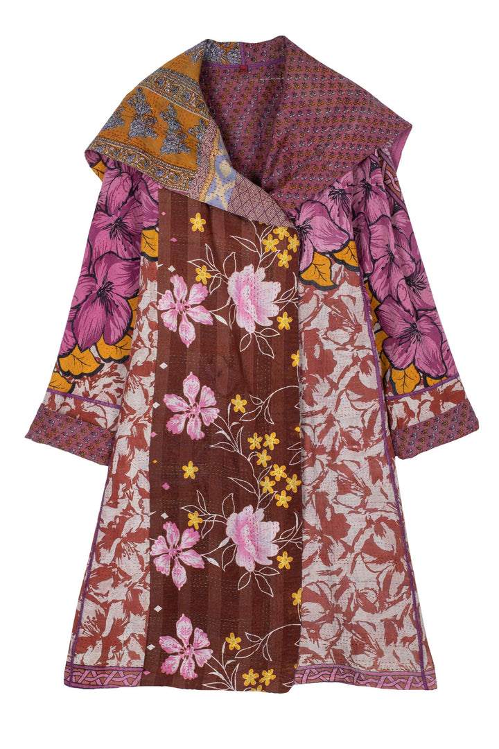 VINTAGE COTTON KANTHA A-LINE COAT - cv2309-0005a -