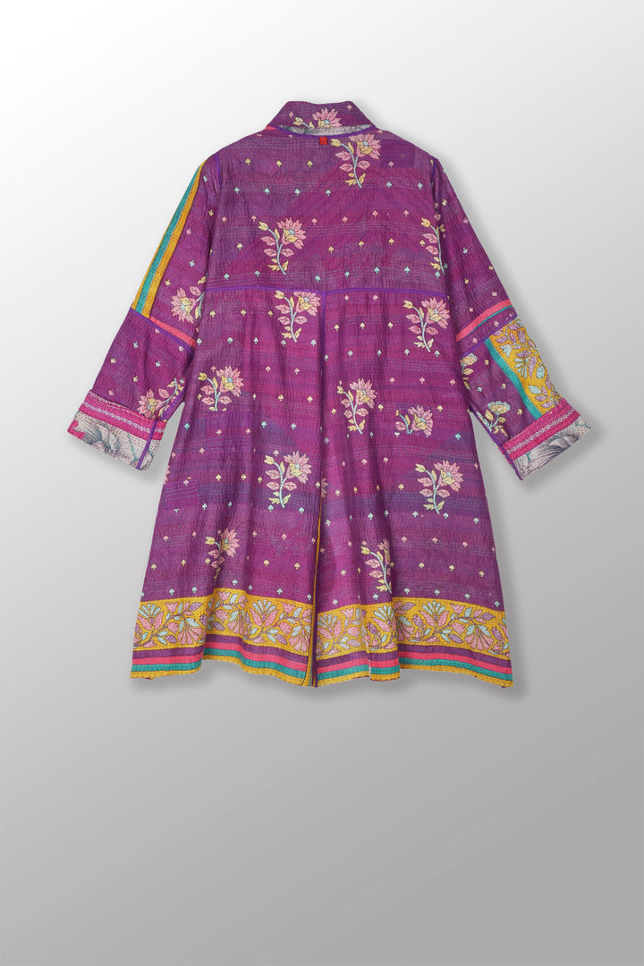 VINTAGE COTTON KANTHA A-LINE DUSTER - cv2311-0021a -