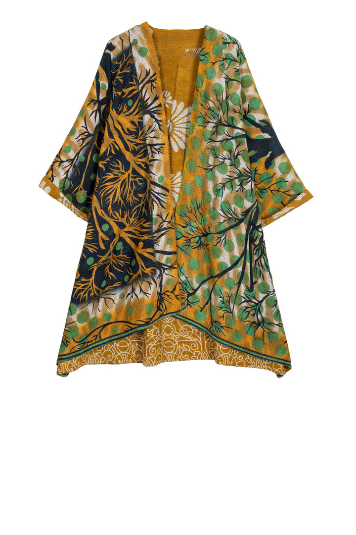 VINTAGE COTTON KANTHA KIMONO DUSTER - cv2317-0005a -