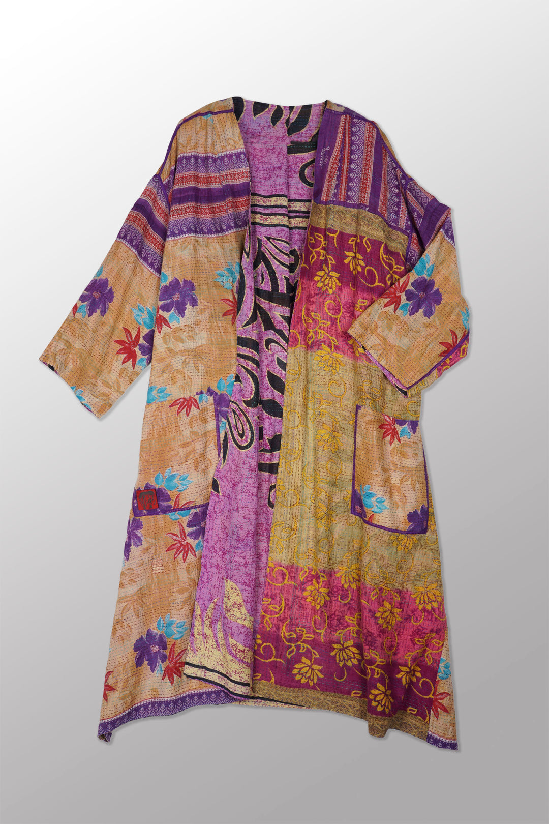 VINTAGE COTTON KANTHA LONG DUSTER - cv2328-0001a -