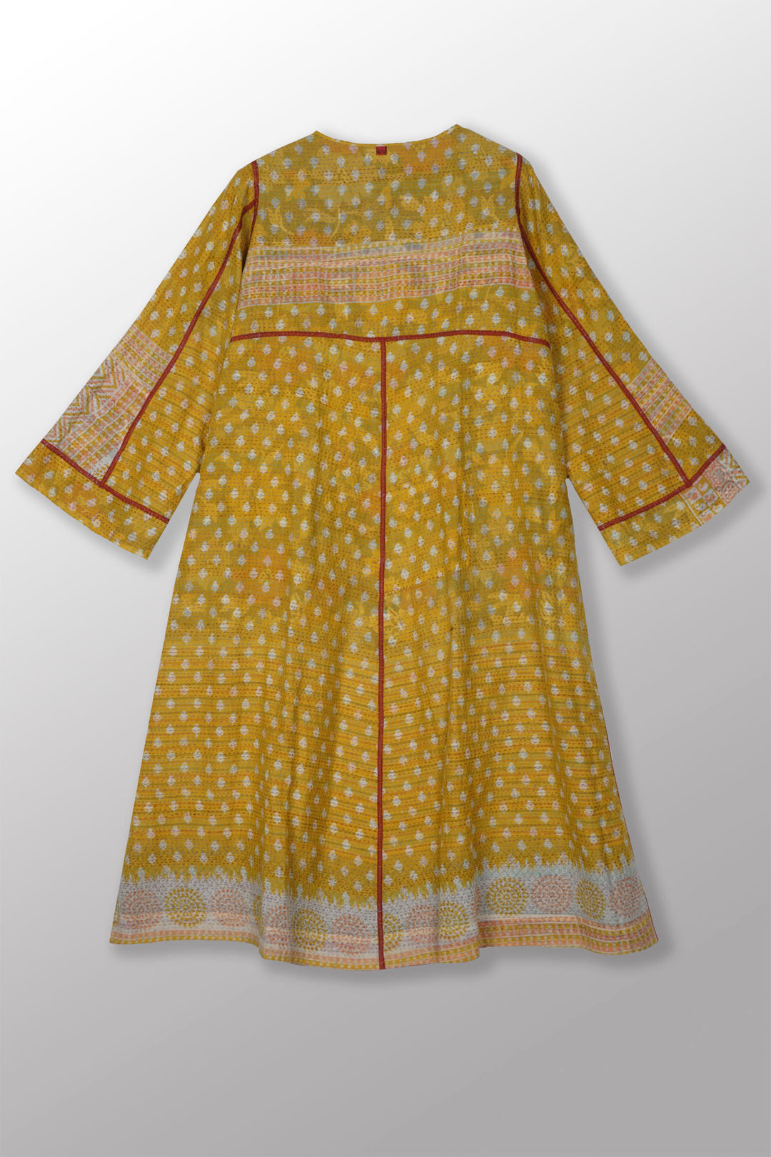 VINTAGE COTTON KANTHA WRAP FLARE COAT - cv2330-0005a -