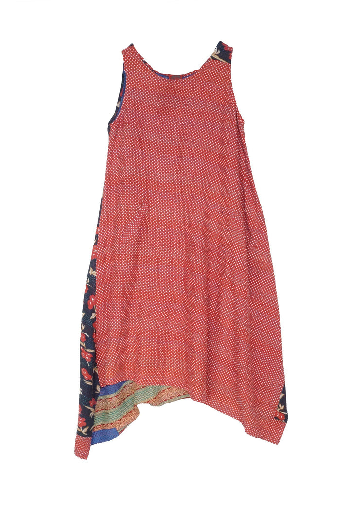 VINTAGE COTTON KANTHA POINTY HEM DRESS - cv2415-0005s -