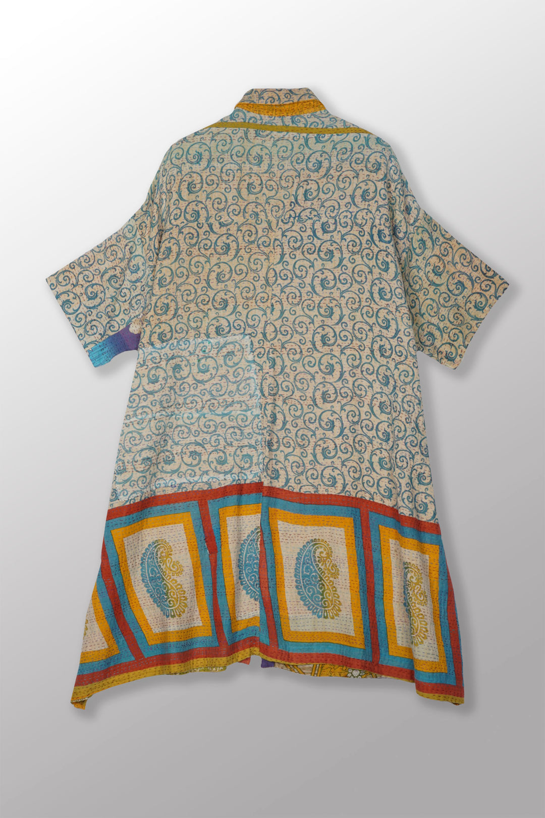 VINTAGE COTTON KANTHA HALF SLV. SHIRT DRESS - cv2429-0011a -