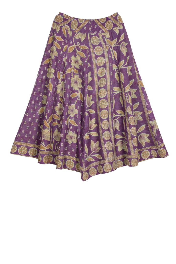 VINTAGE COTTON KANTHA PANELED FLARE SKIRT - cv2630-0009m -