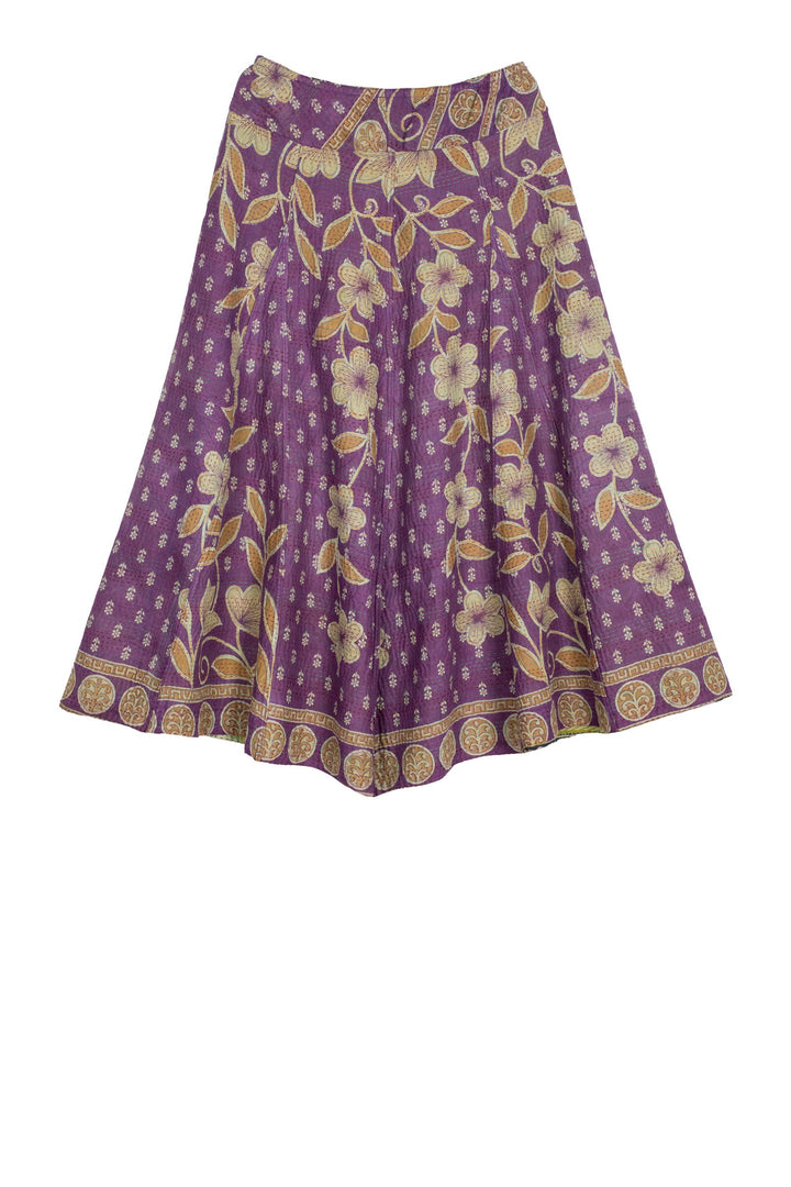 VINTAGE COTTON KANTHA PANELED FLARE SKIRT - cv2630-0009m -