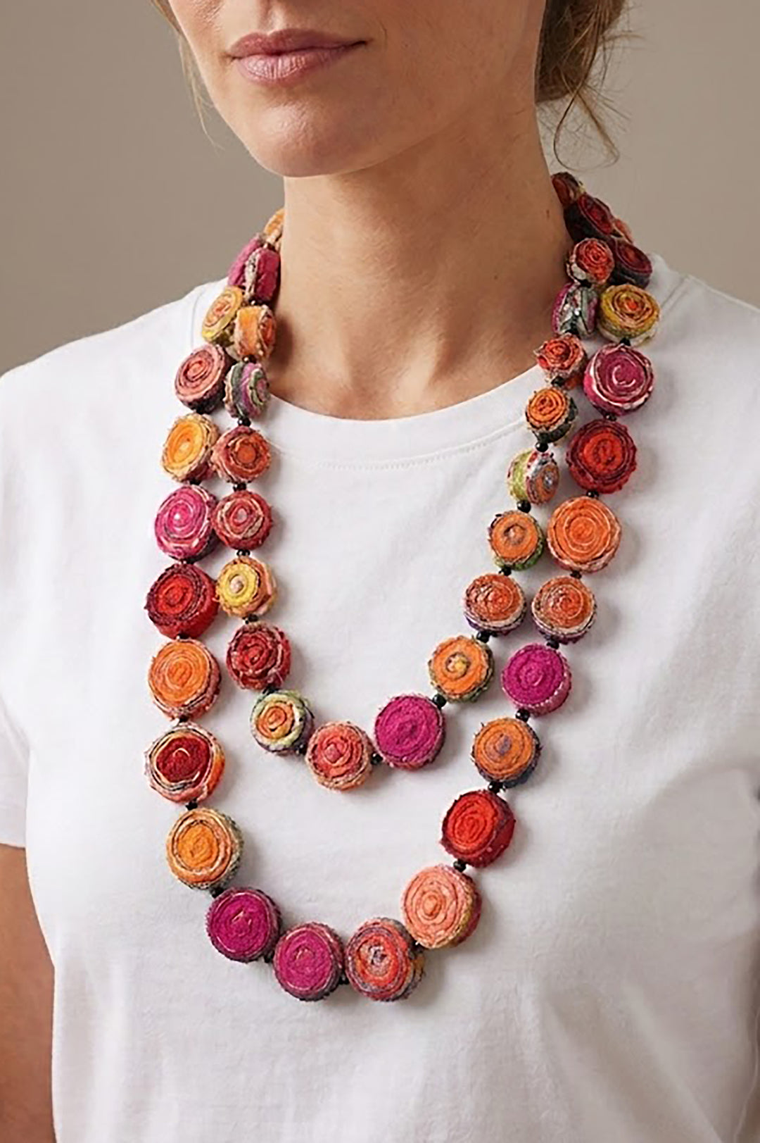 VINTAGE COTTON KANTHA SIMPLE EDDY LONG NECKLACE - cv2714-org -