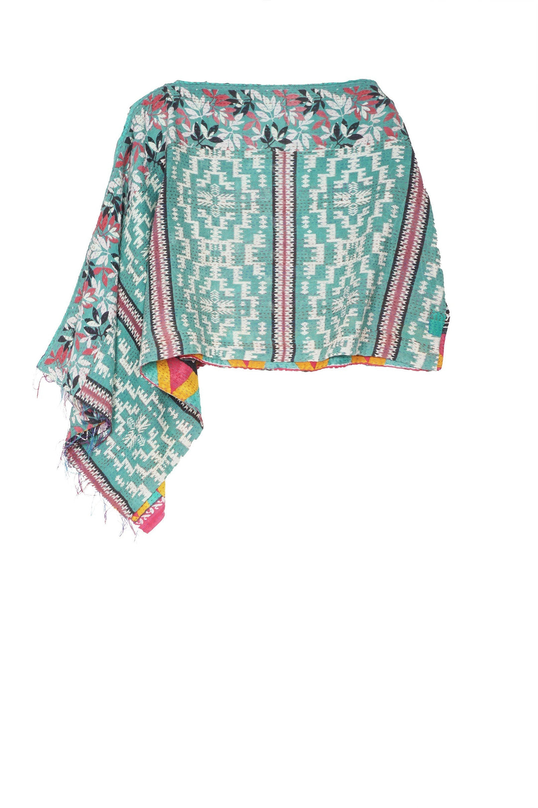 VINTAGE COTTON KANTHA CAPE - cv2806-mlt -