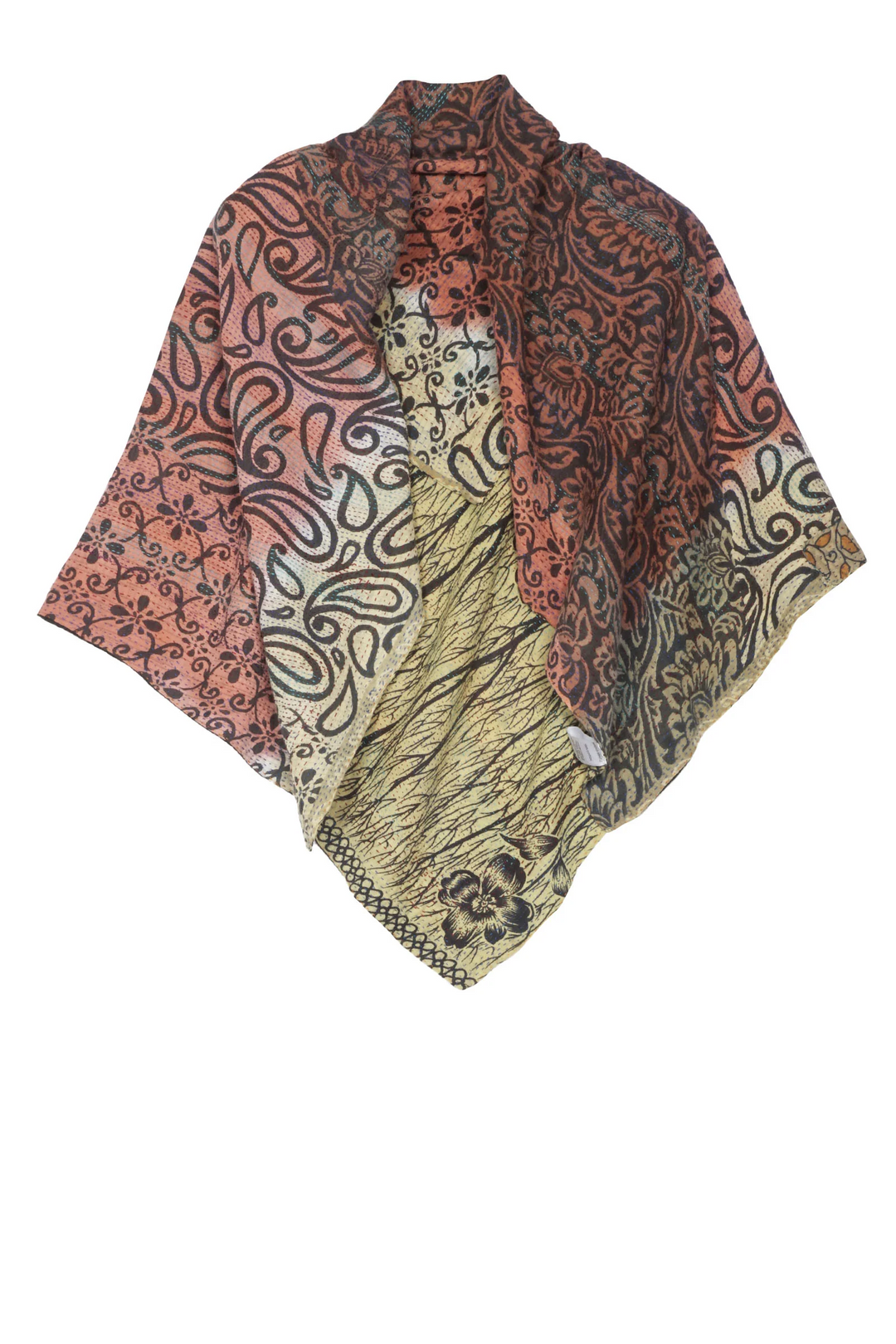 VINTAGE COTTON KANTHA SQUARE SCARF STANDARD - cv2809-0003a -