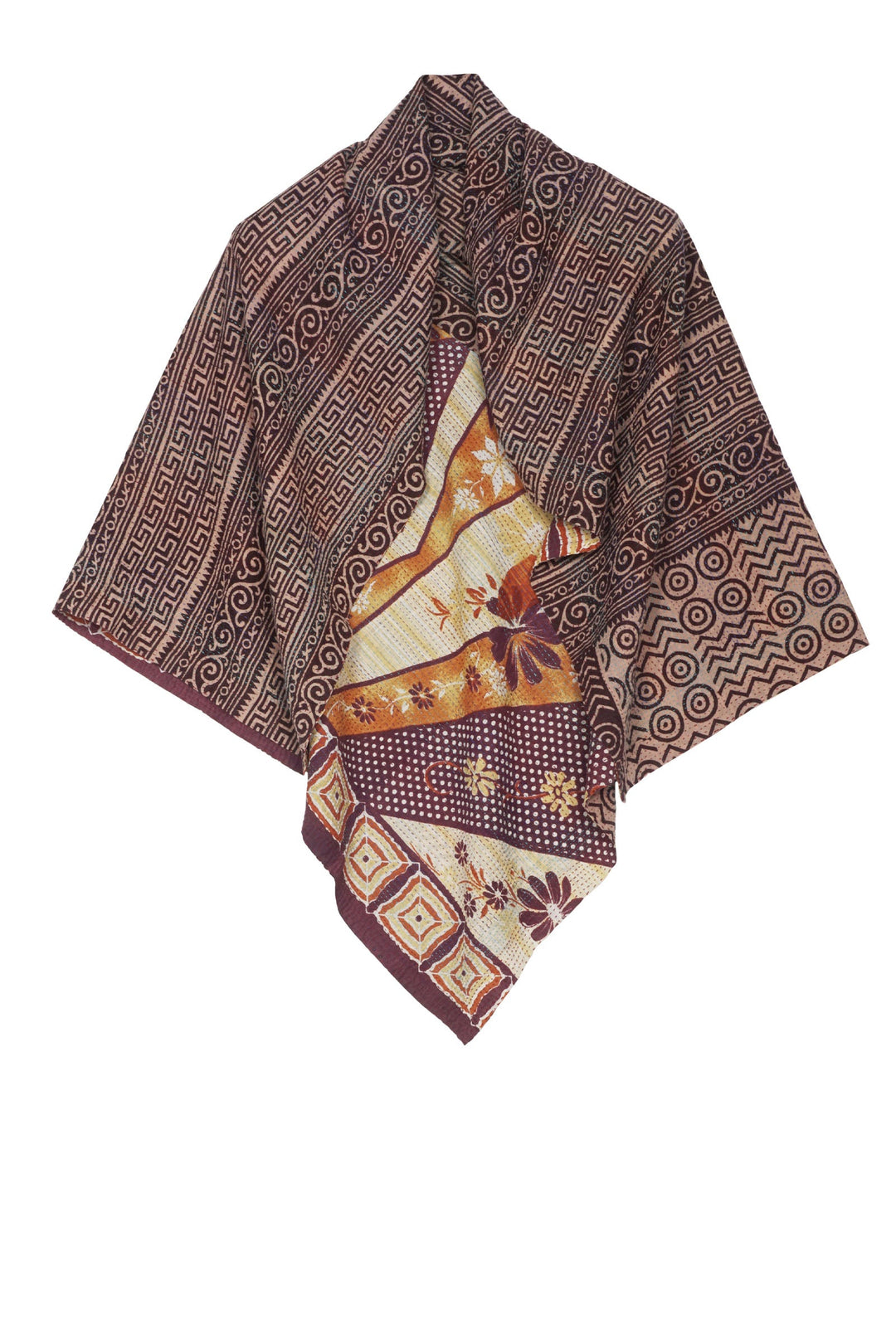 VINTAGE COTTON KANTHA SQUARE SCARF STANDARD - cv2809-0004a -