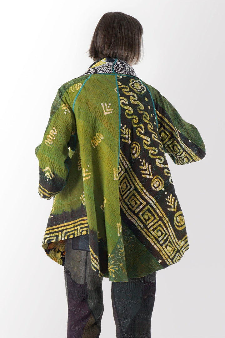 VINTAGE COTTON KANTHA CIRCULAR LONG JKT - cv4009-0063a -