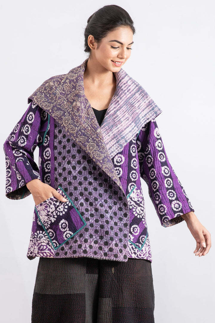 VINTAGE COTTON KANTHA FLARE JKT - cv4010-0116a -