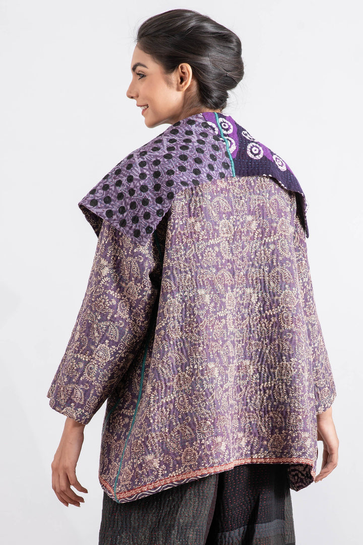 VINTAGE COTTON KANTHA FLARE JKT - cv4010-0116a -