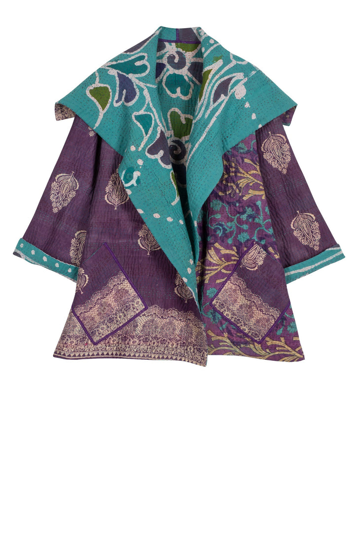 VINTAGE COTTON KANTHA FLARE JACKET - cv4010-0153a -