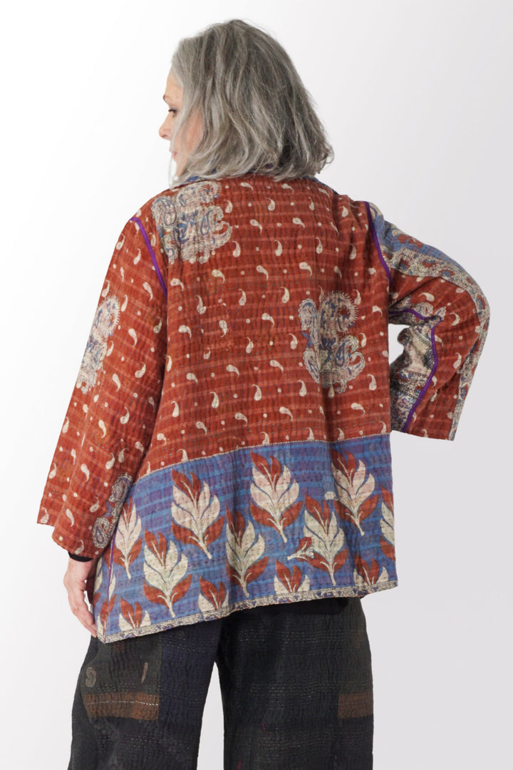 VINTAGE COTTON KANTHA FLARE JACKET - cv4010-0156a -