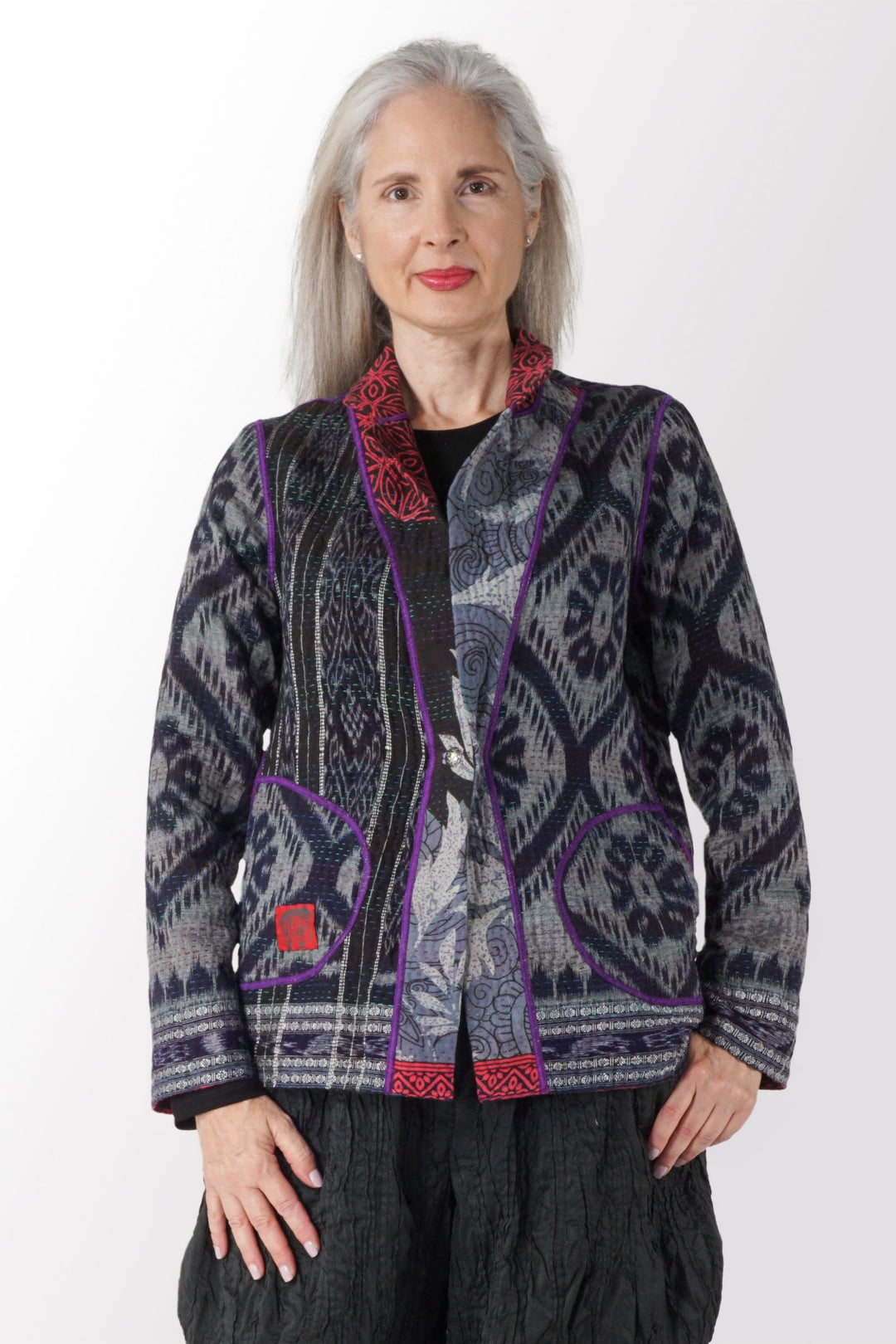 VINTAGE COTTON KANTHA SIMPLE JKT - cv4022-0082m -