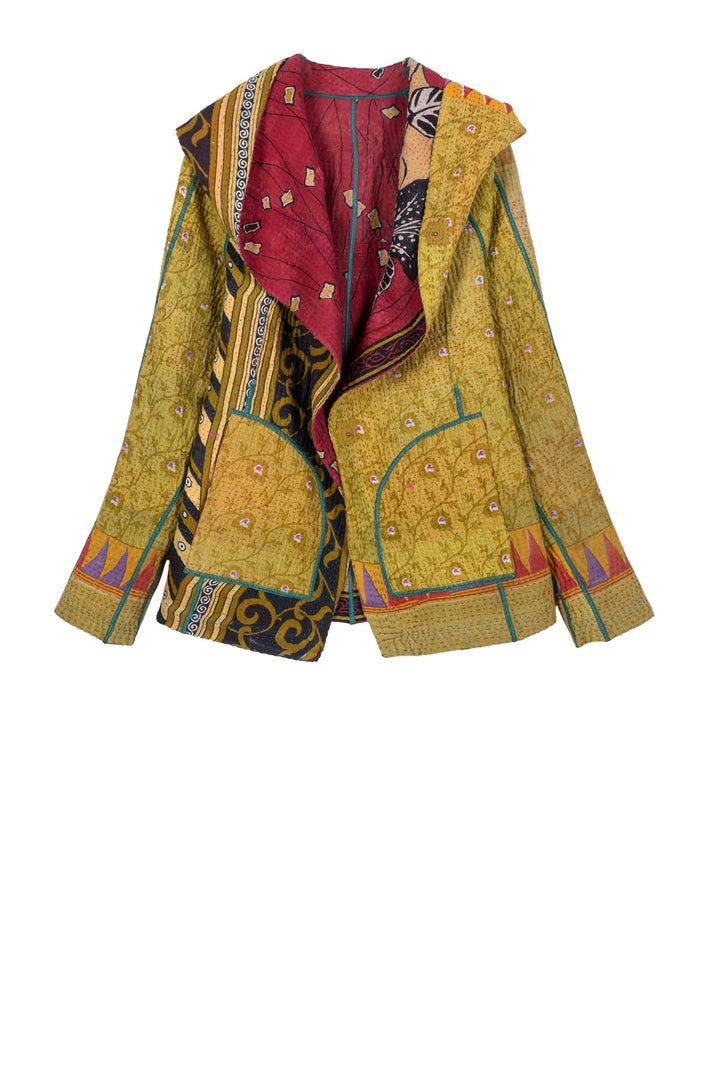 VINTAGE COTTON KANTHA HOODIE JKT - cv4036-0014s -