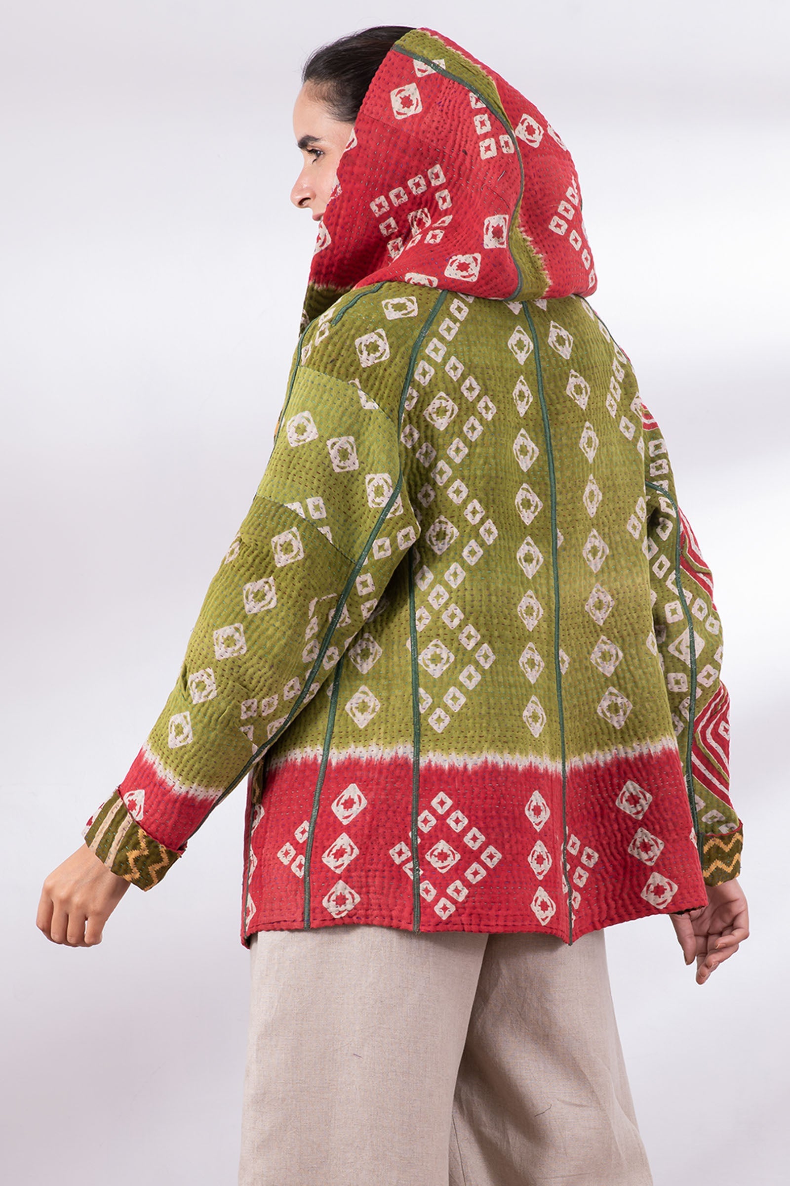 VINTAGE COTTON KANTHA HOODIE JKT - cv4036-0015m - – Mieko