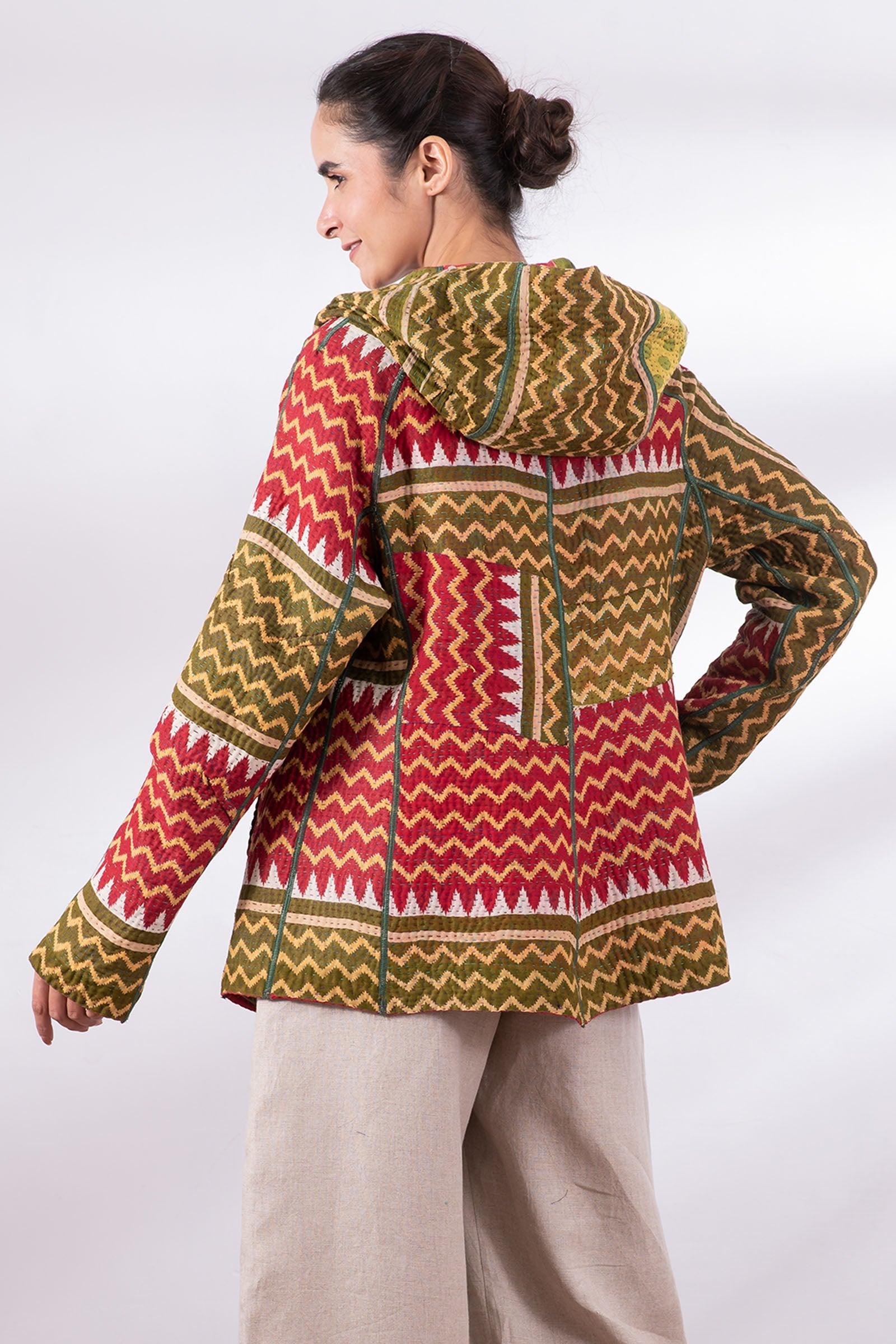 VINTAGE COTTON KANTHA HOODIE JKT - cv4036-0015m - – Mieko Mintz US