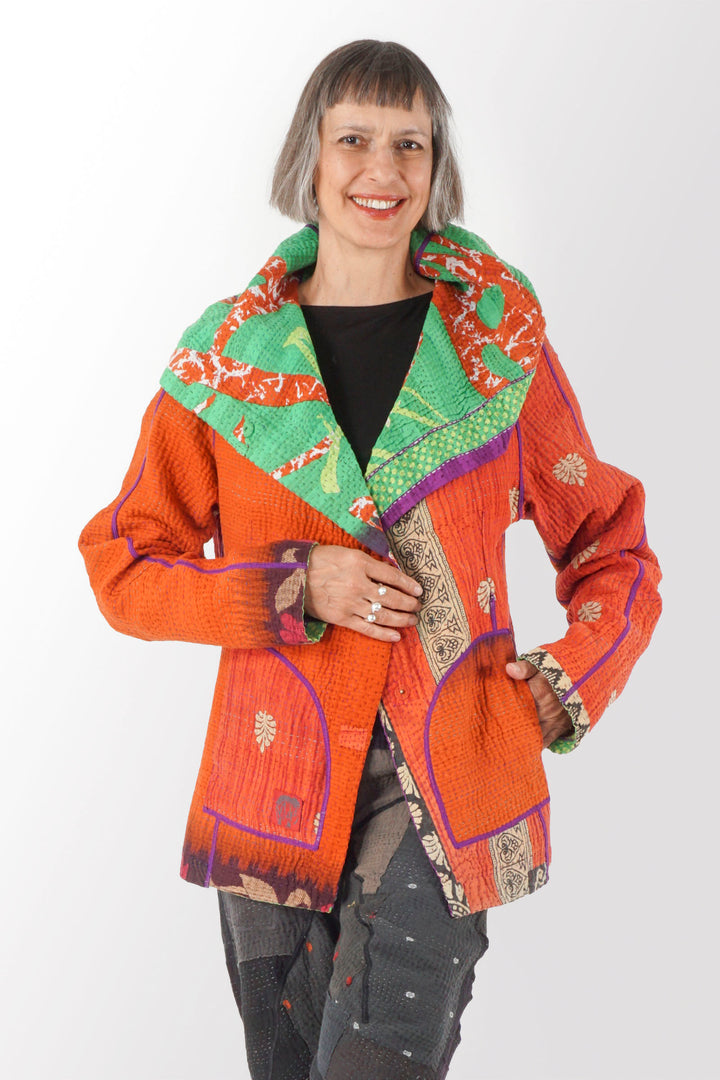 VINTAGE COTTON KANTHA HOODIE JKT - cv4036-0017m -