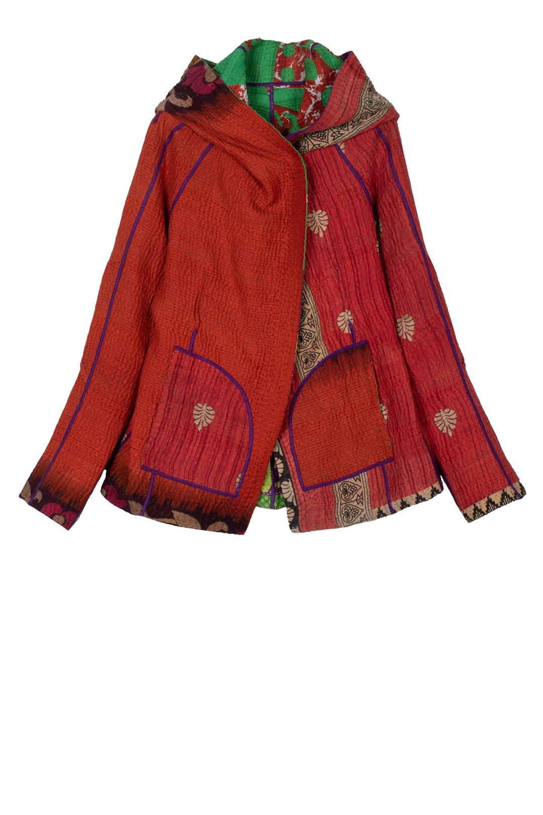 VINTAGE COTTON KANTHA HOODIE JKT - cv4036-0017m -