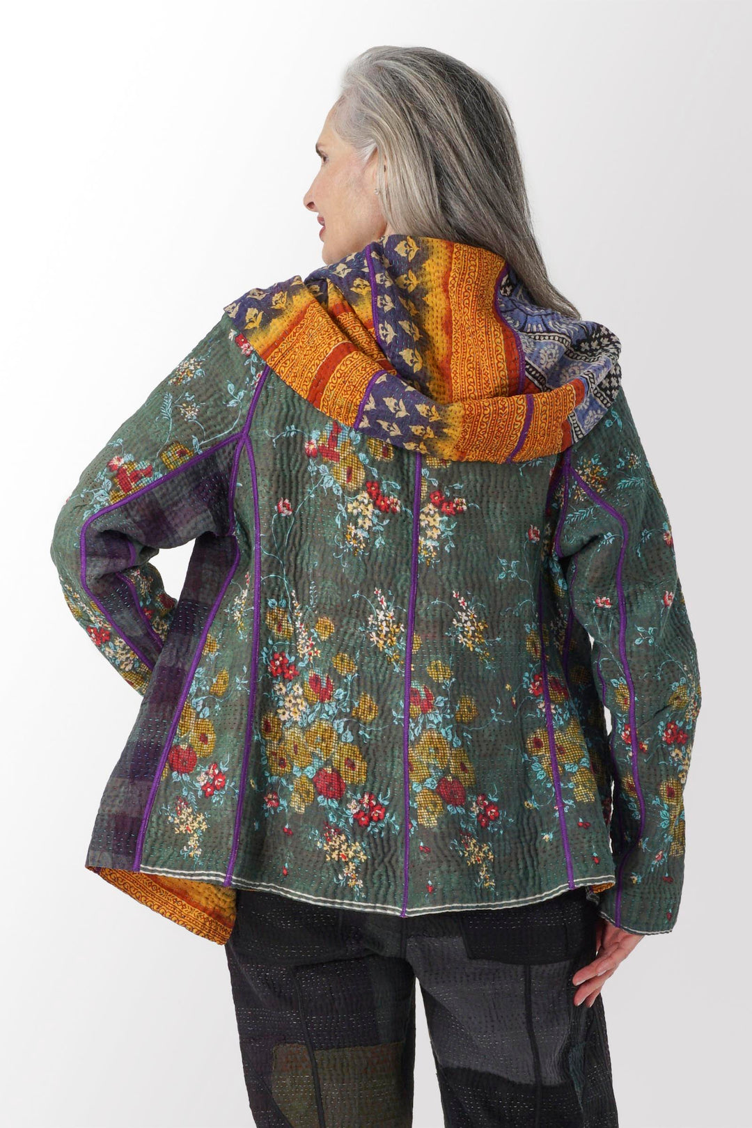 VINTAGE COTTON KANTHA HOODIE JKT - cv4036-0019m -