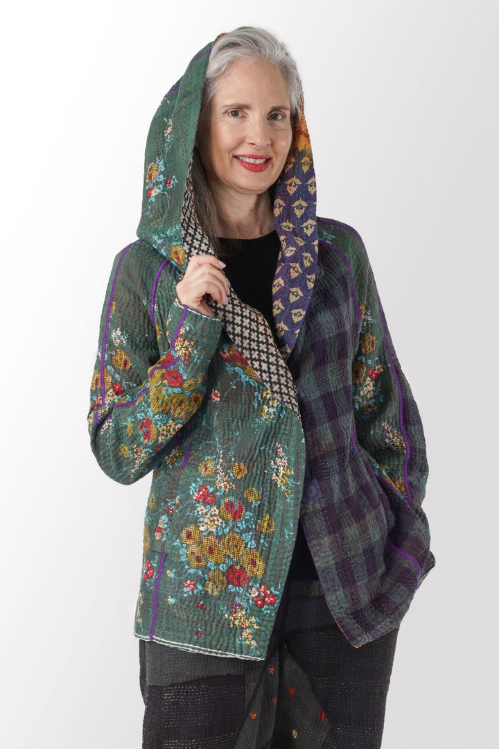 VINTAGE COTTON KANTHA HOODIE JKT - cv4036-0019m -