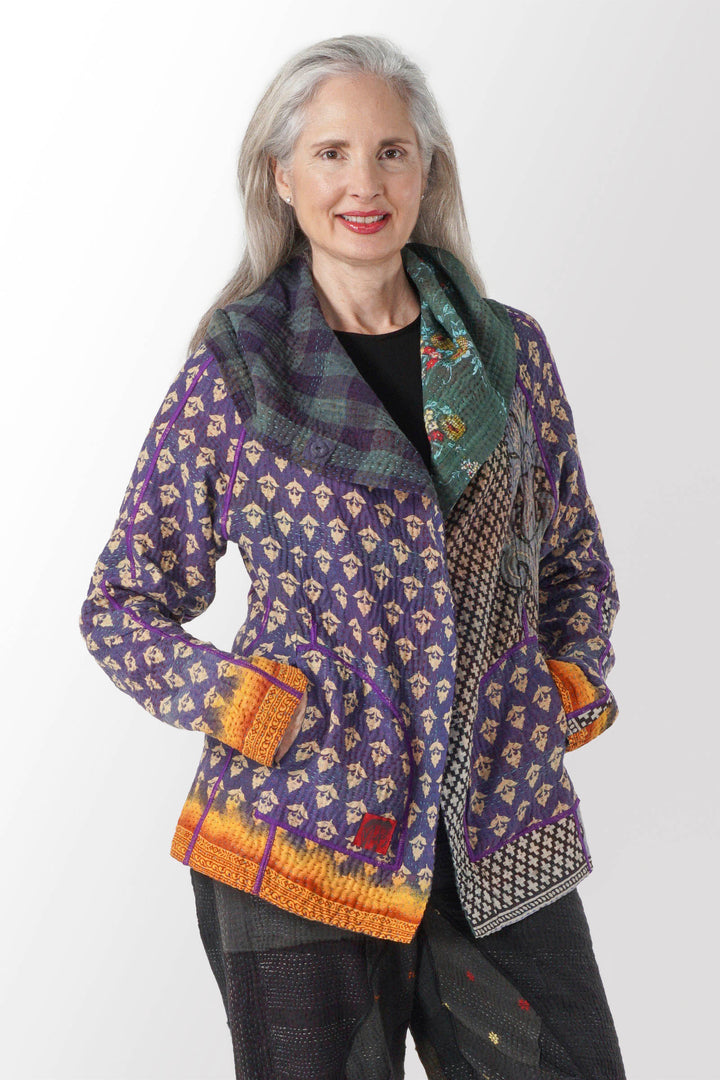 VINTAGE COTTON KANTHA HOODIE JKT - cv4036-0019m -