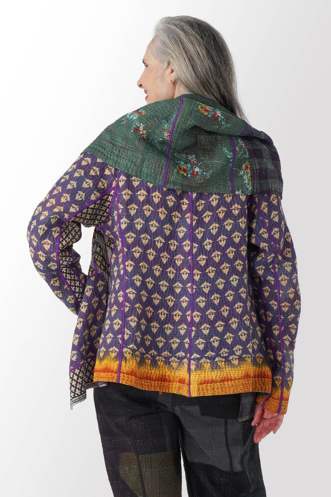 VINTAGE COTTON KANTHA HOODIE JKT - cv4036-0019m -