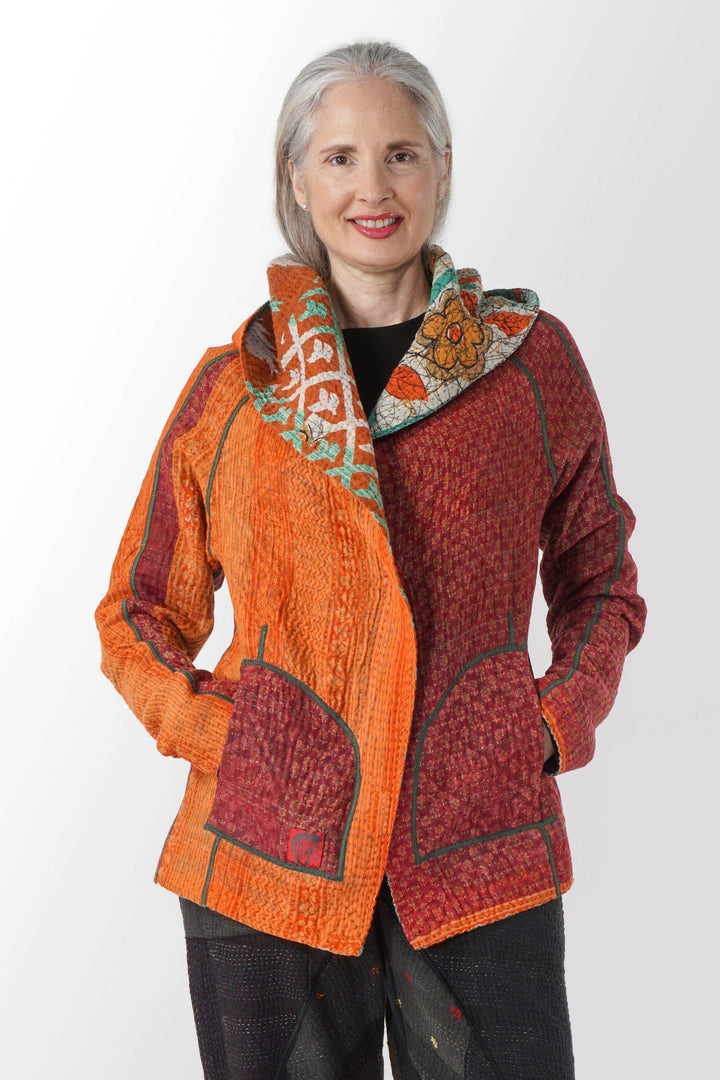 VINTAGE COTTON KANTHA HOODIE JKT - cv4036-0020m -