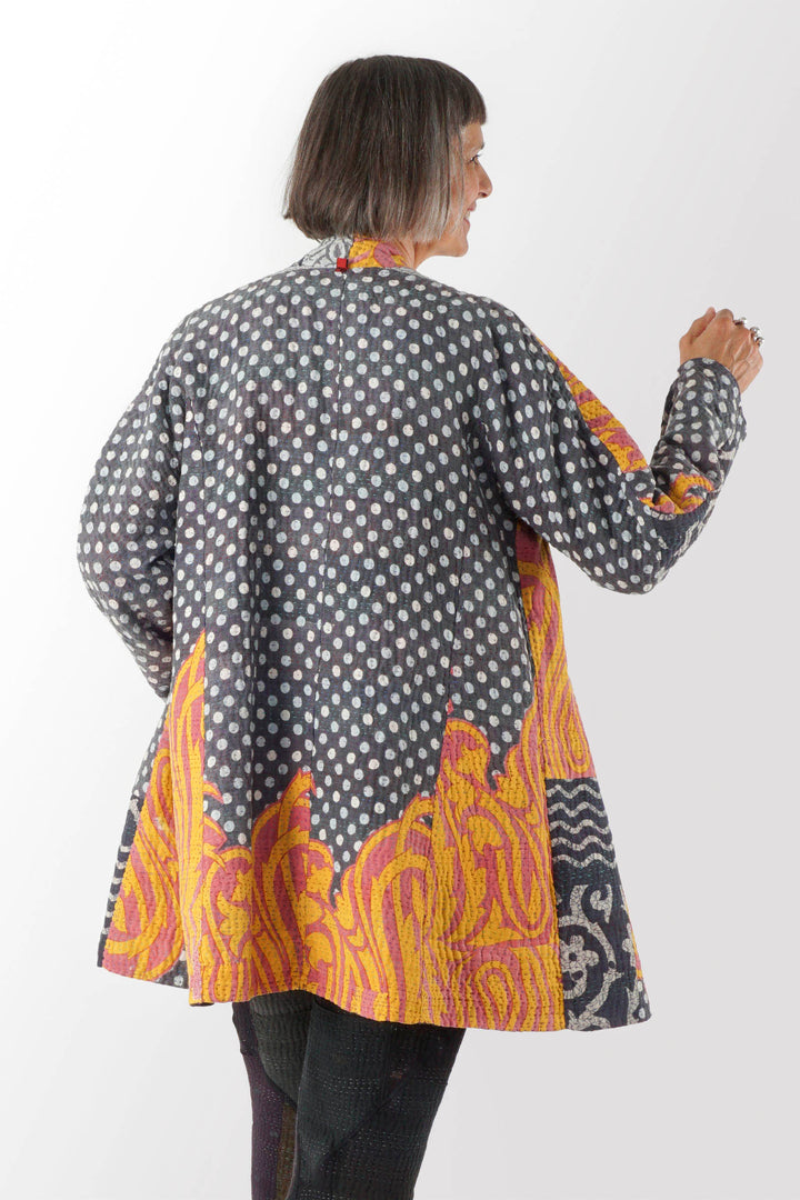 VINTAGE COTTON KANTHA HIGH-NECK TOPPER - cv4045-0041a -