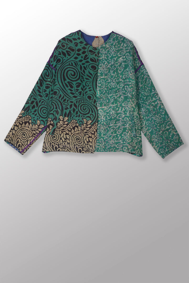 VINTAGE COTTON KANTHA CREW NECK SHORT JKT - cv4053-0062a -