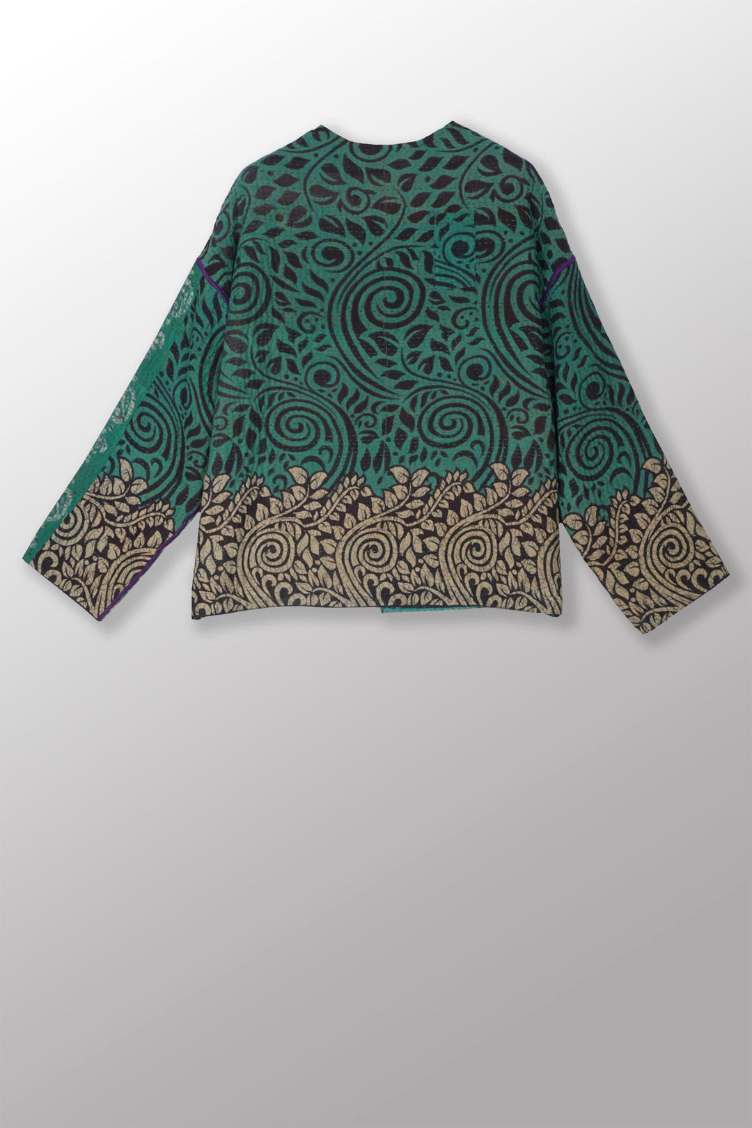 VINTAGE COTTON KANTHA CREW NECK SHORT JKT - cv4053-0062a -