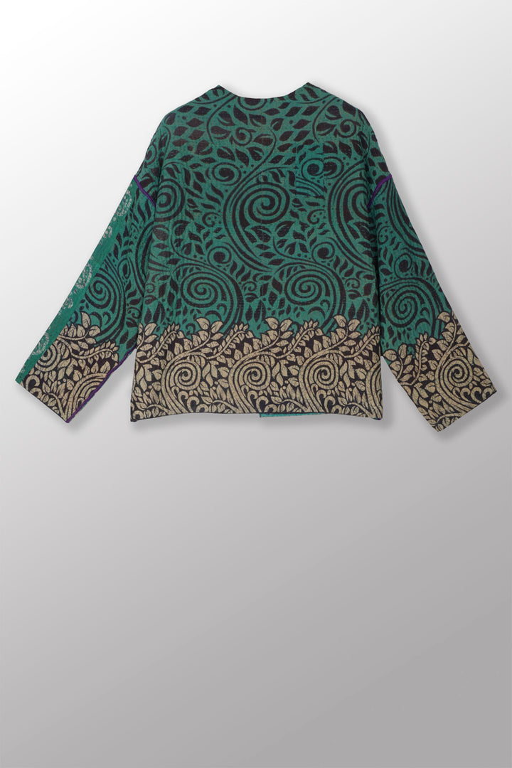 VINTAGE COTTON KANTHA CREW NECK SHORT JKT - cv4053-0062a -