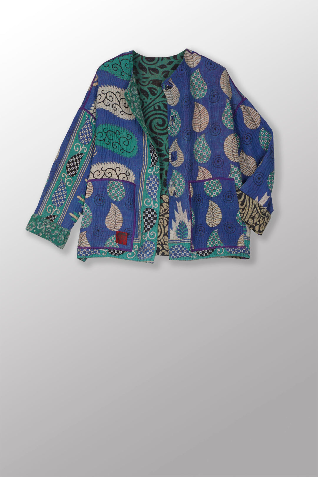 VINTAGE COTTON KANTHA CREW NECK SHORT JKT - cv4053-0062a -