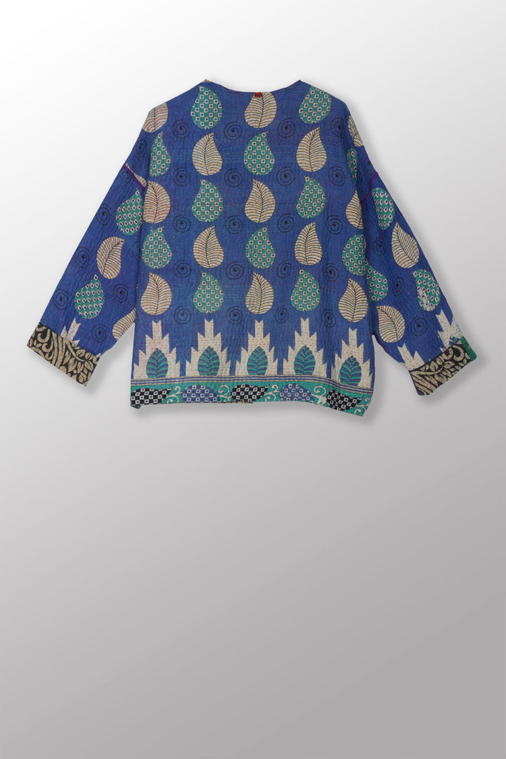 VINTAGE COTTON KANTHA CREW NECK SHORT JKT - cv4053-0062a -