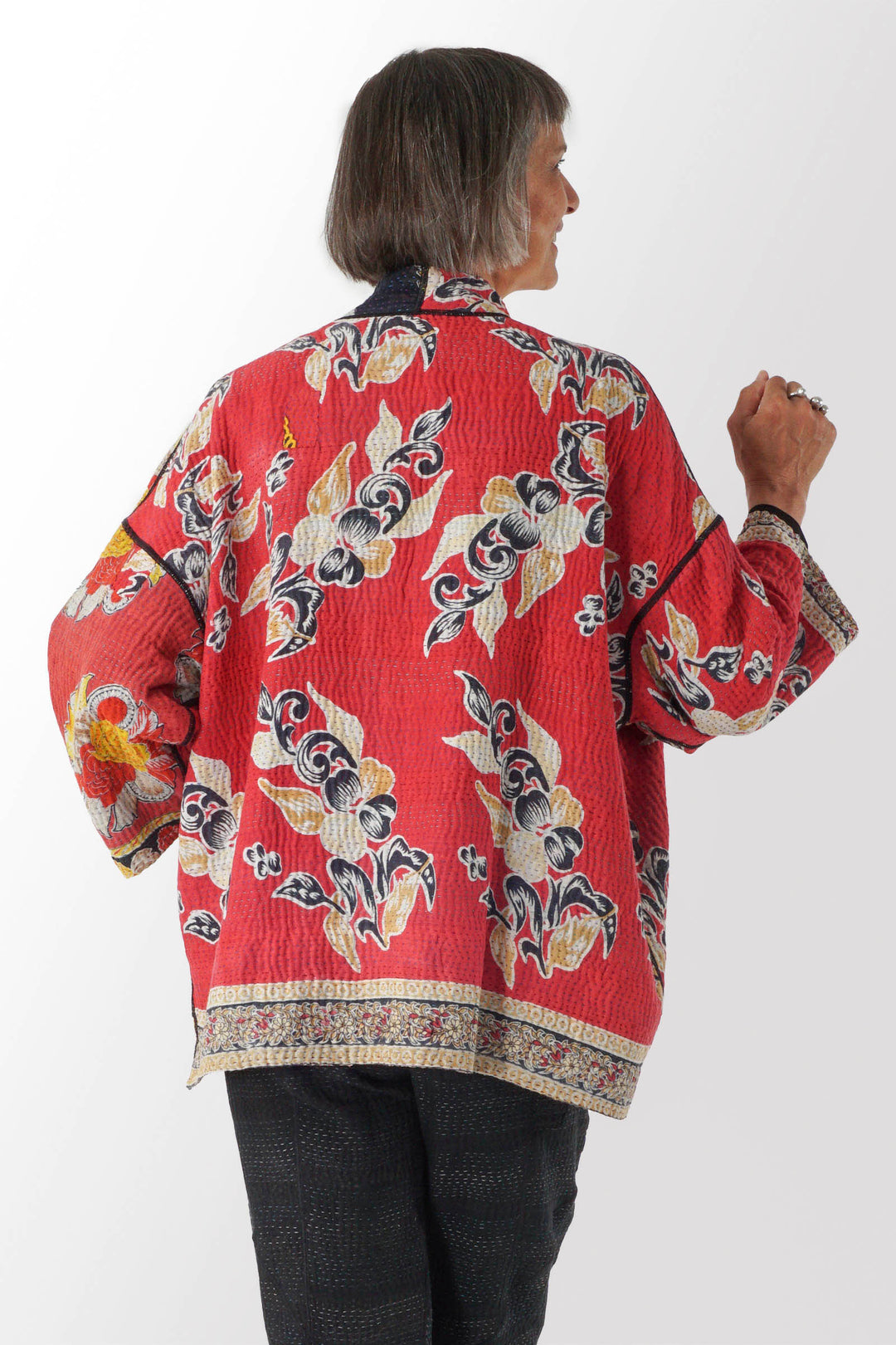 VINTAGE COTTON KANTHA MINI KIMONO JKT - cv4055-0041a -