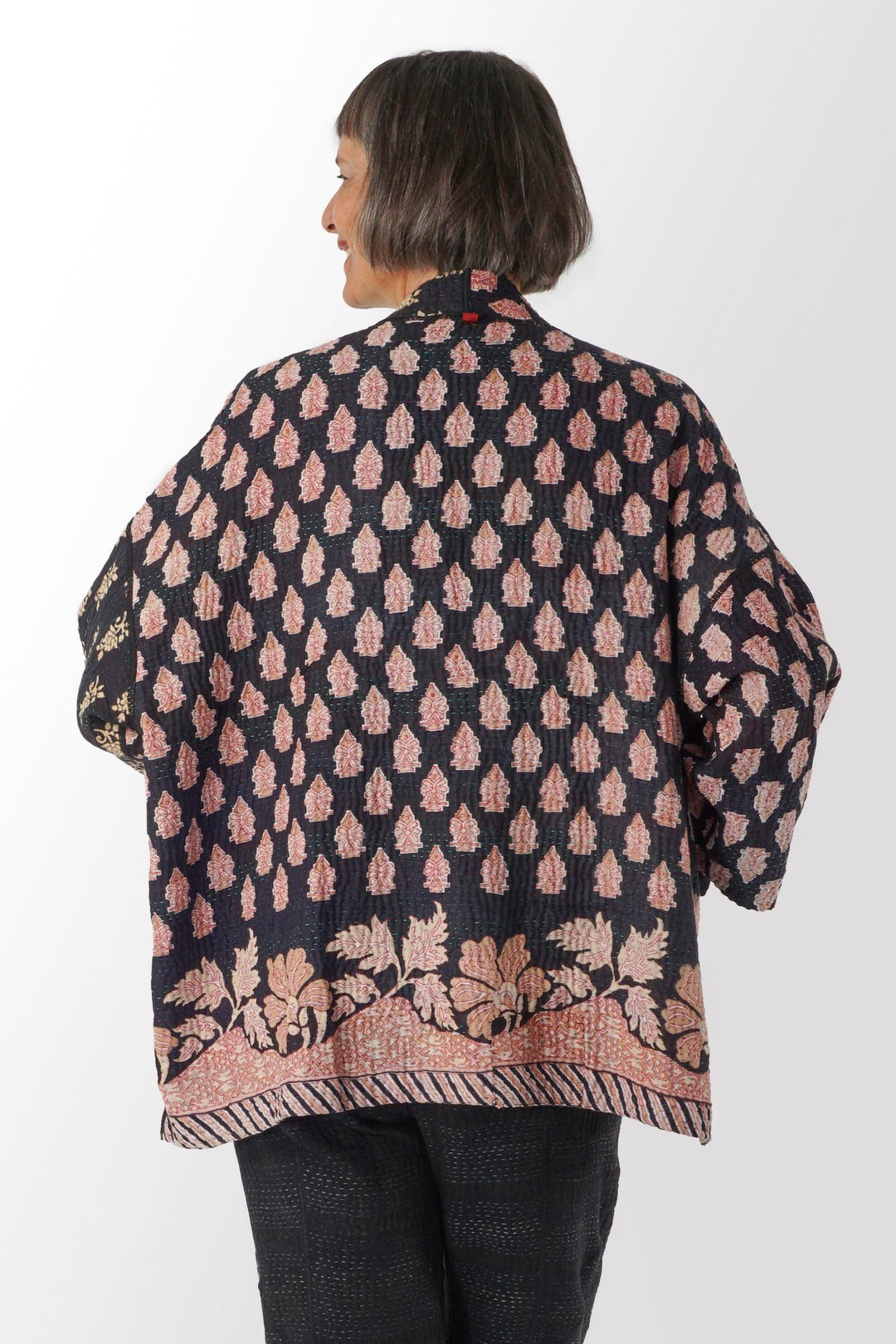 VINTAGE COTTON KANTHA MINI KIMONO JKT - cv4055-0041a -