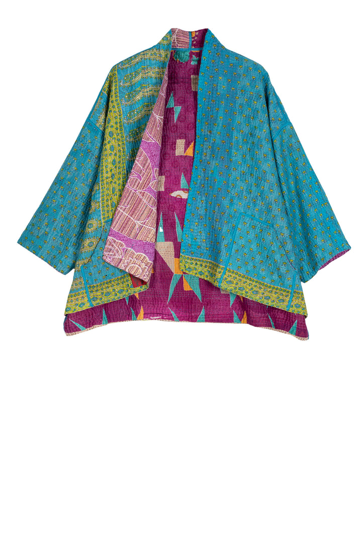 VINTAGE COTTON KANTHA MINI KIMONO JKT - cv4055-0043a -