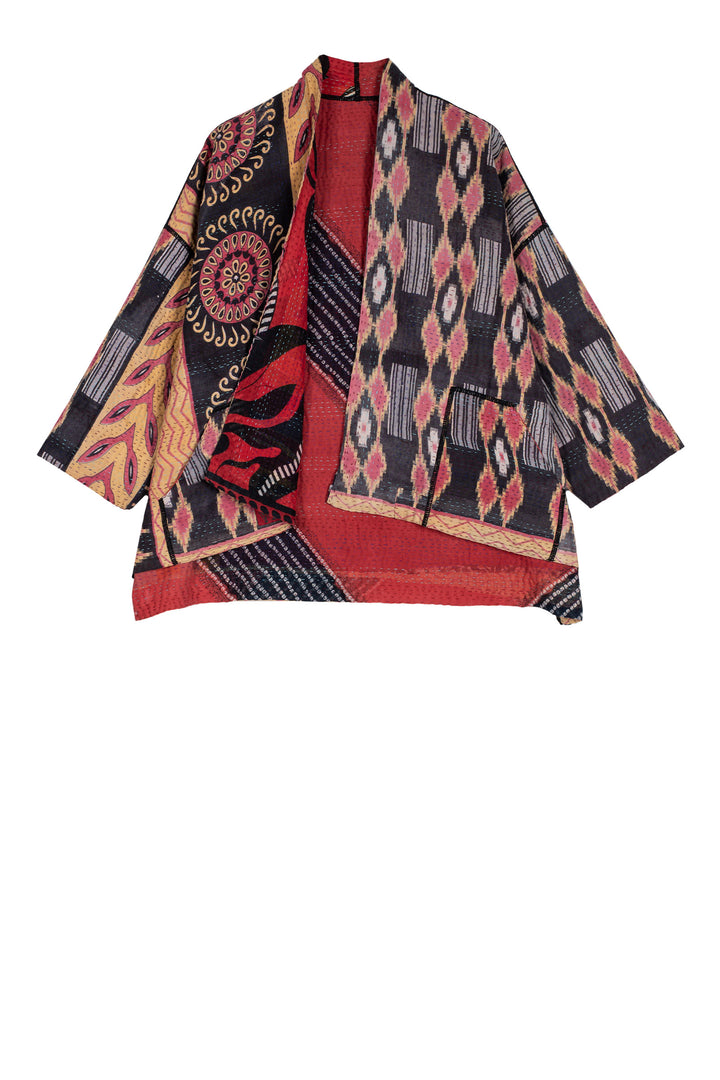 VINTAGE COTTON KANTHA MINI KIMONO JKT - cv4055-0046a -