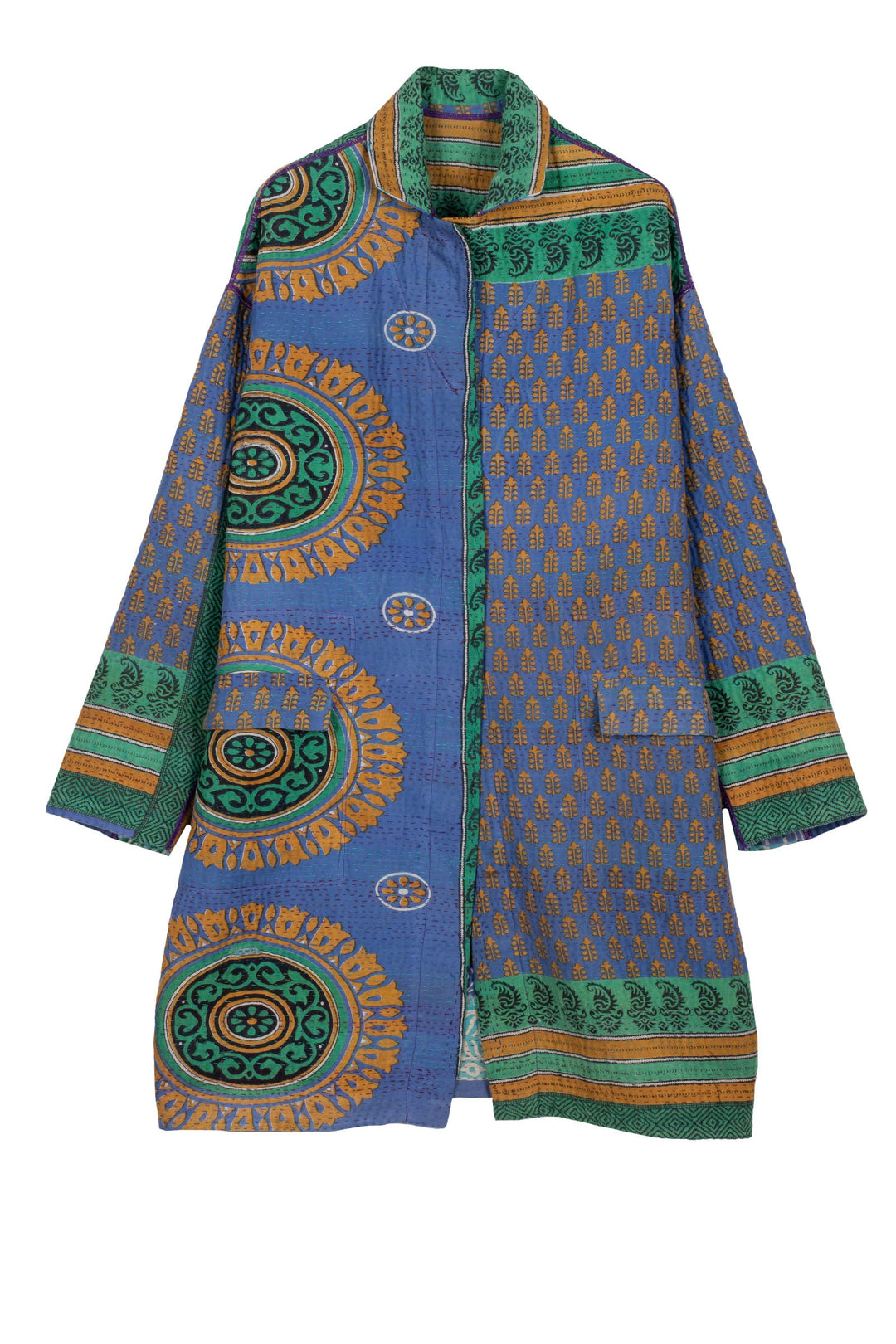 VINTAGE COTTON KANTHA LONG LINE JKT - cv4059-0011m -