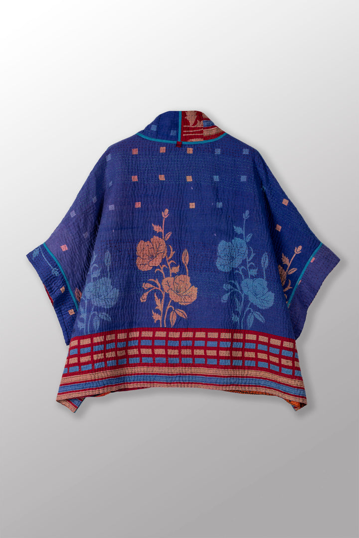 VINTAGE COTTON KANTHA MINI PONCHO - cv4060-0042a -