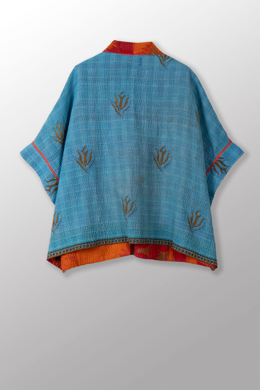 VINTAGE COTTON KANTHA MINI PONCHO - cv4060-0050a -