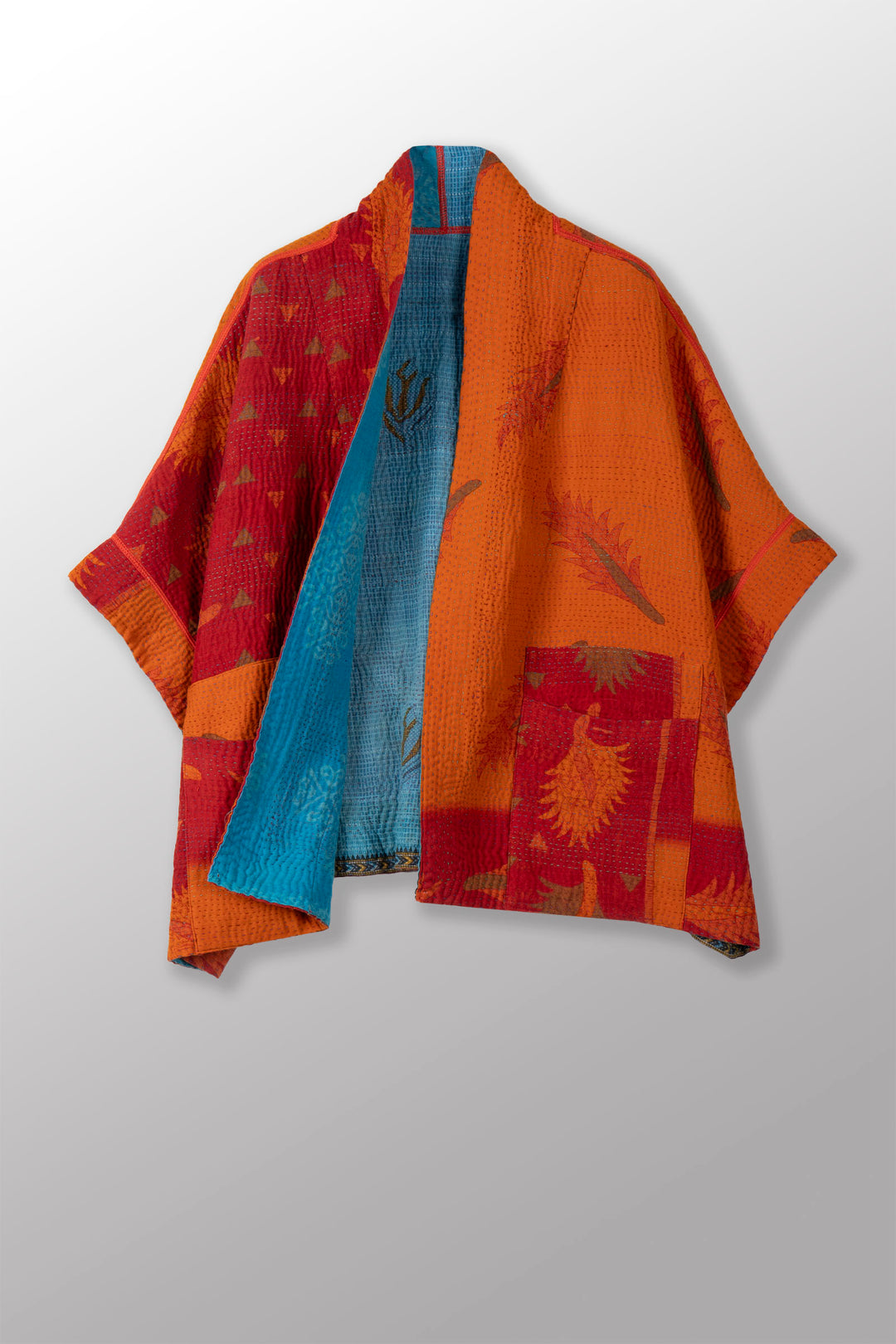 VINTAGE COTTON KANTHA MINI PONCHO - cv4060-0050a -